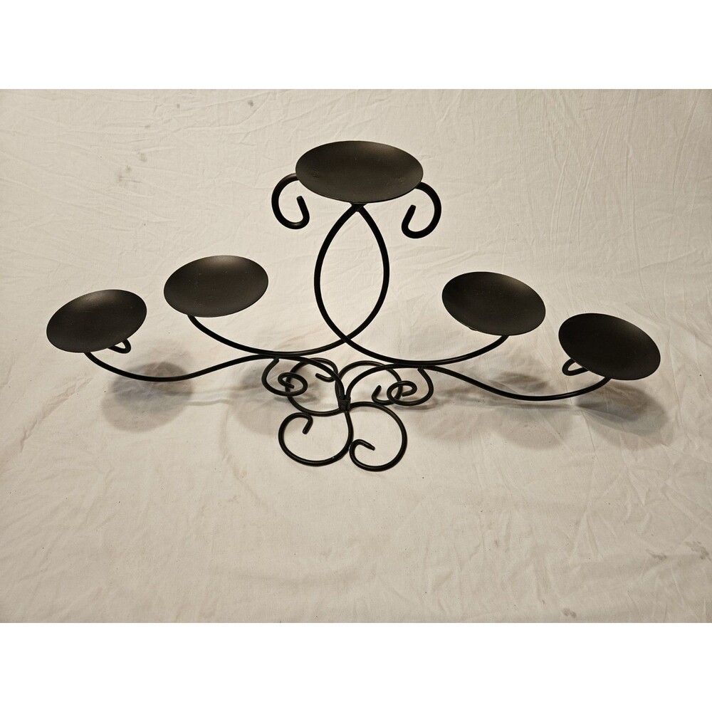 Vintage Wrought Iron Antique Bronze 5  (3.75") Candle Holder  Table Top 25"x13"